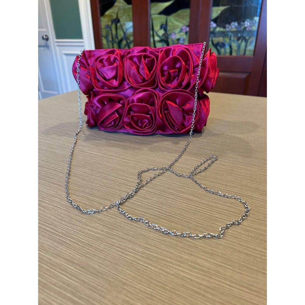 For Your Eyes Only Satin Rose Clutch Bag